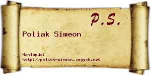 Poliak Simeon névjegykártya